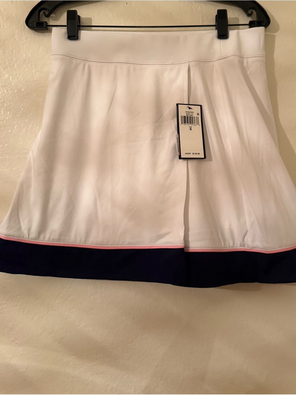 Ralph Lauren White Skater Tennis Skirt with Navy Hem and Pink Trim